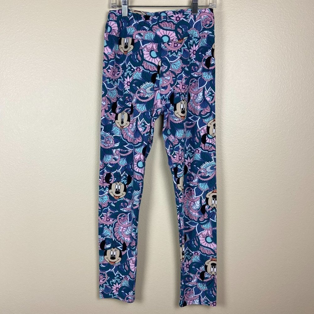 LuLaRoe Minnie Mouse Disney Leggings‎ Tall Curvy Floral Multicolor One Size